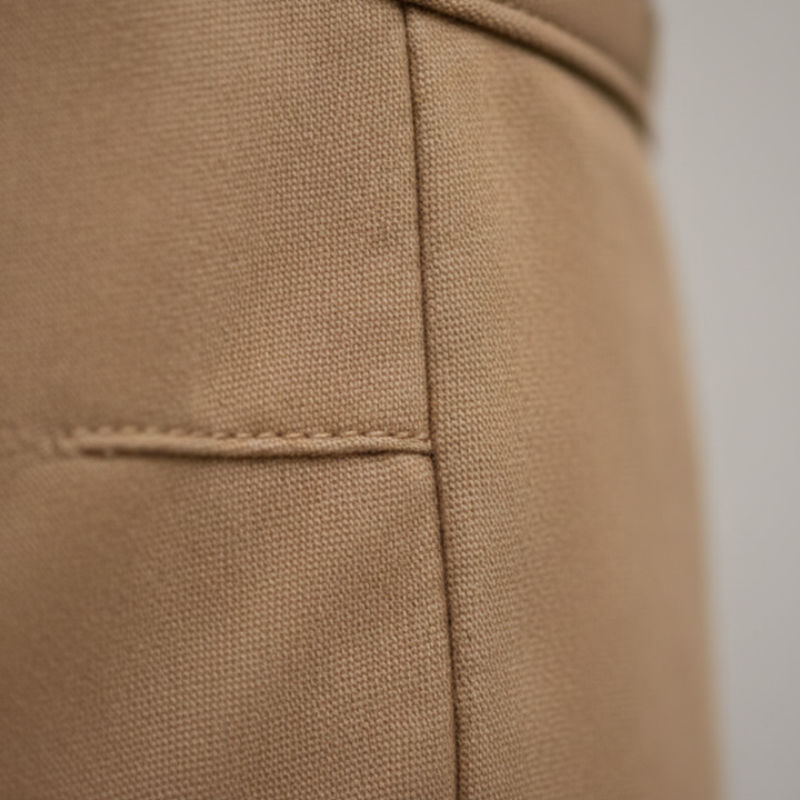 Pantalon pour femme en coton et polyester, taille élastique, coupe droite