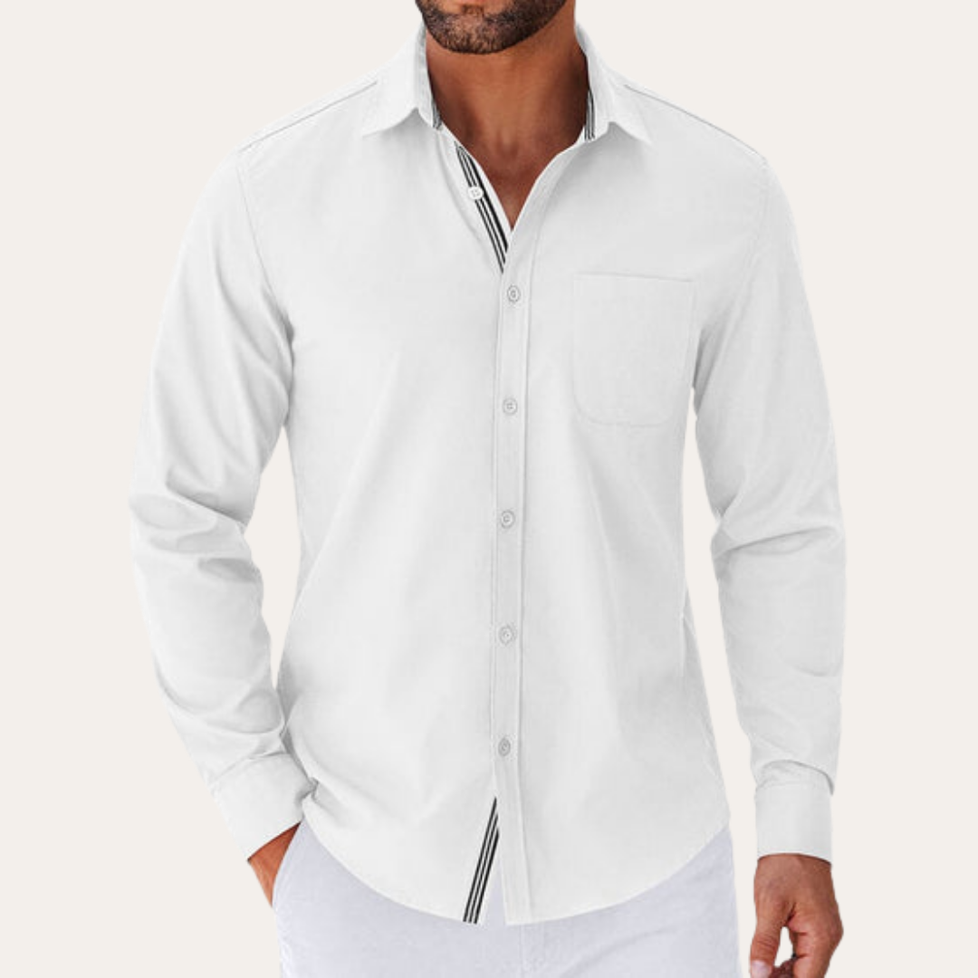 Herren Langarmhemd Mischgewebe Regular Fit | Vestea