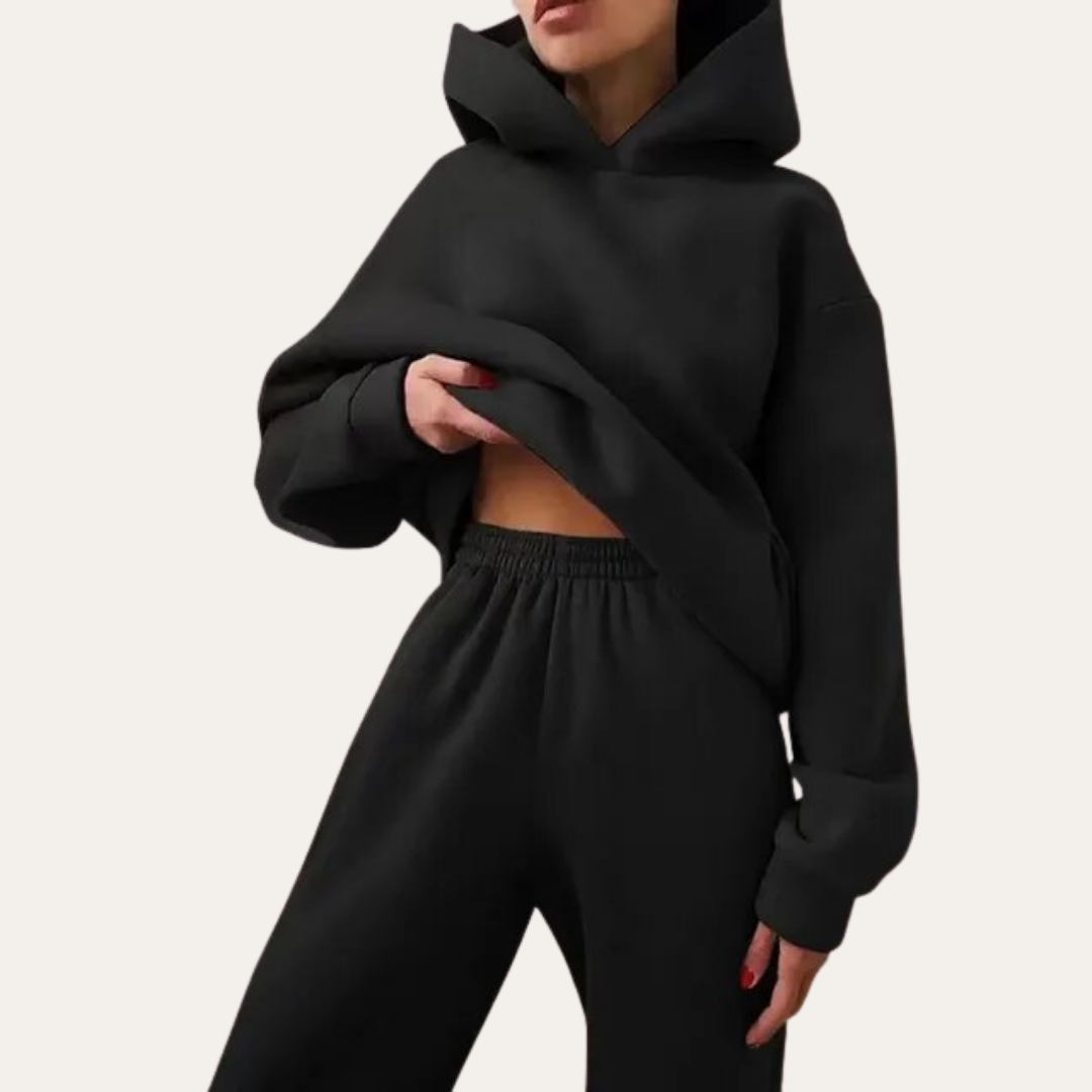 Damen Trainingsanzug Zweiteiler Hoodie Jogginganzug Baumwolle Freizeit | Vestea
