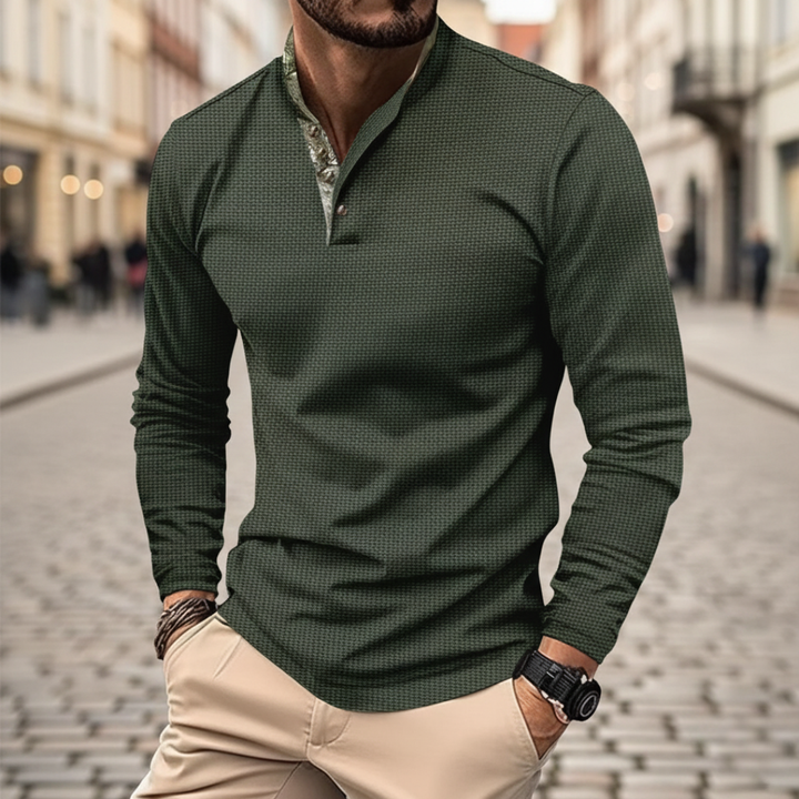 Men's Long Sleeve Henley Shirt | Vestea