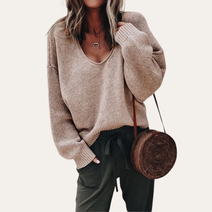 Damen Pullover mit V-Ausschnitt und Oversize Passform | Vestea