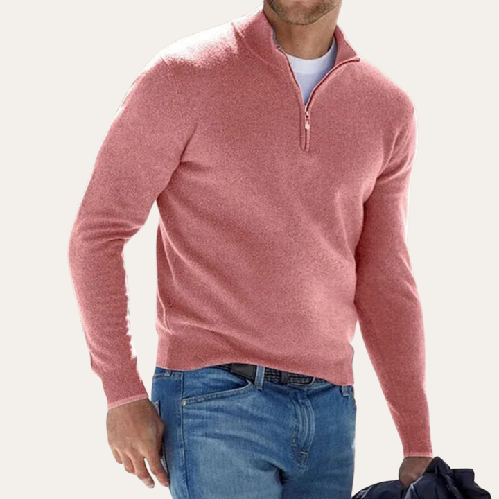 Herren Pullover mit Stehkragen und Halbreißverschluss | Vestea