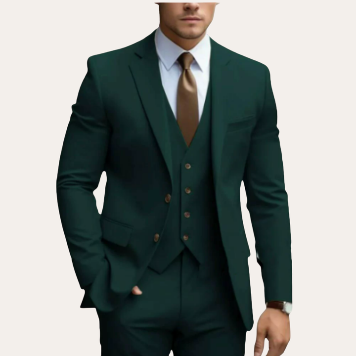 Herren Slim Fit Business Anzug Dreiteilig Wolle | Vestea