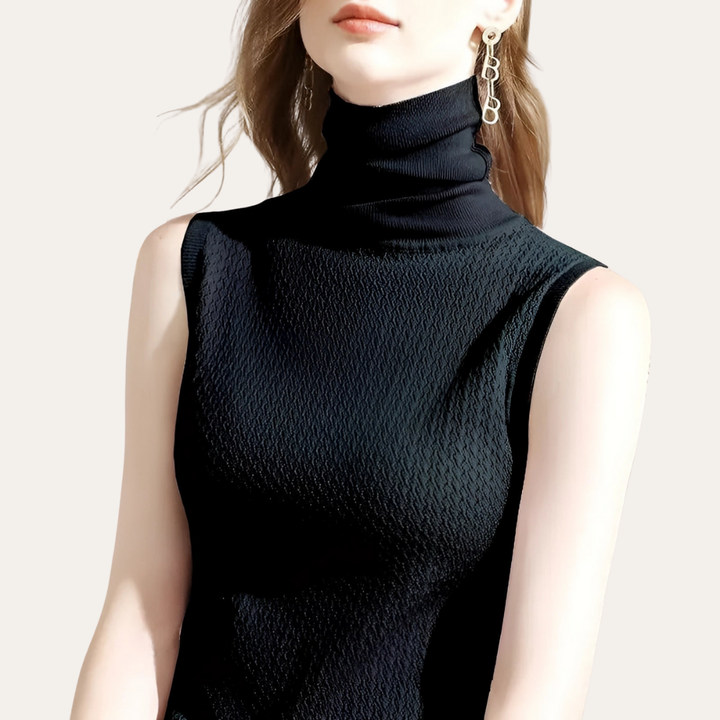 Damen Rollkragen Top Ärmellos Elegant | Vestea