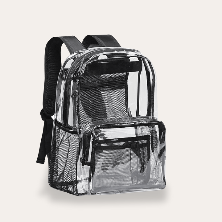 Herren Rucksack aus transparentem Material mit Netzfronttasche | Vestea