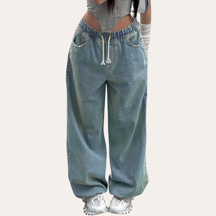 Y2K Weite Denim Jogginghose für Damen | Vestea