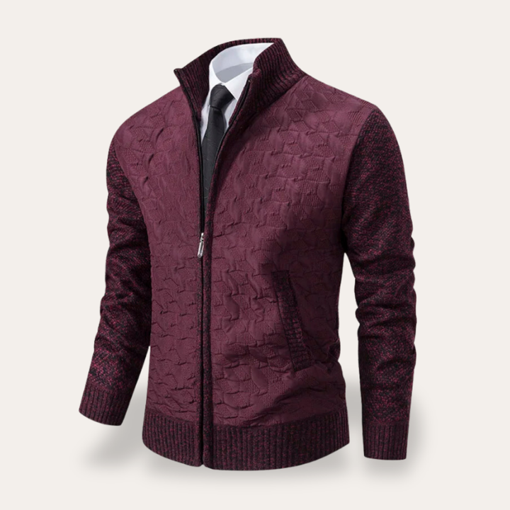 Herren Strickjacke mit Reißverschluss und Strukturmuster | Vestea