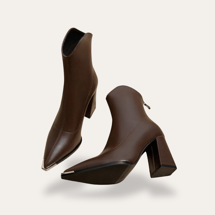 Damen Orthopädische Leder Stiefeletten High Heels | Vestea