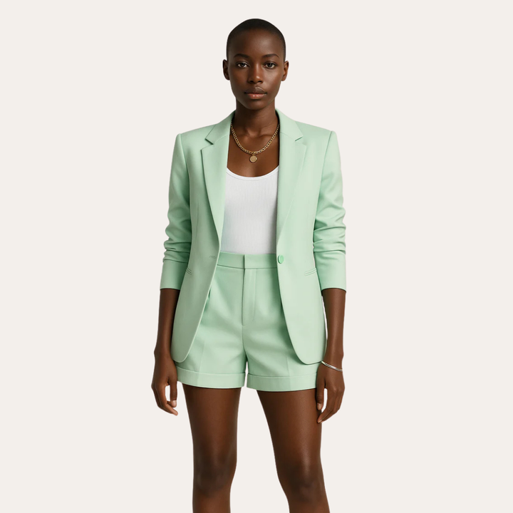 Damen Blazer und Shorts-Set aus leichter Baumwolle | Vestea