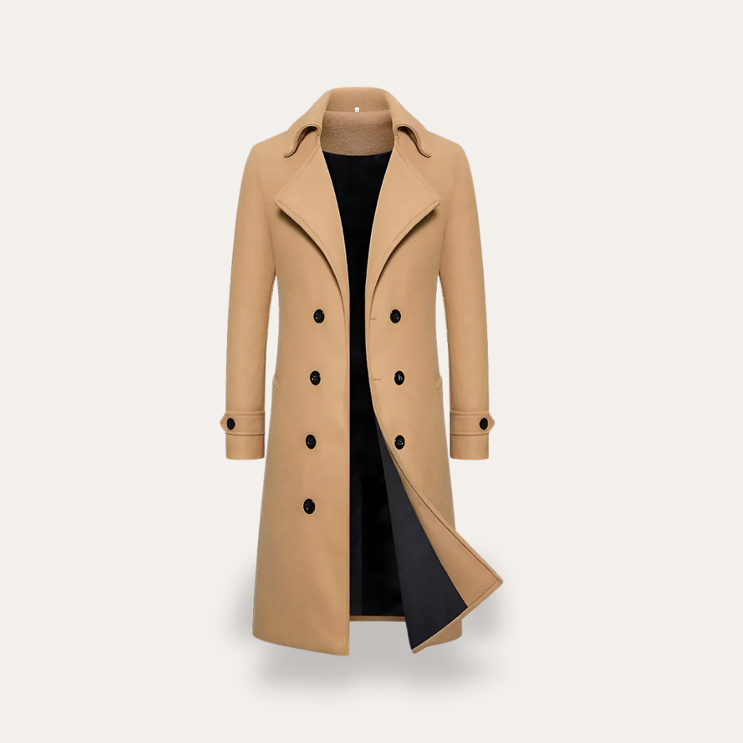 Herren Wollmantel Zweireiher Trenchcoat Wintermode | Vestea