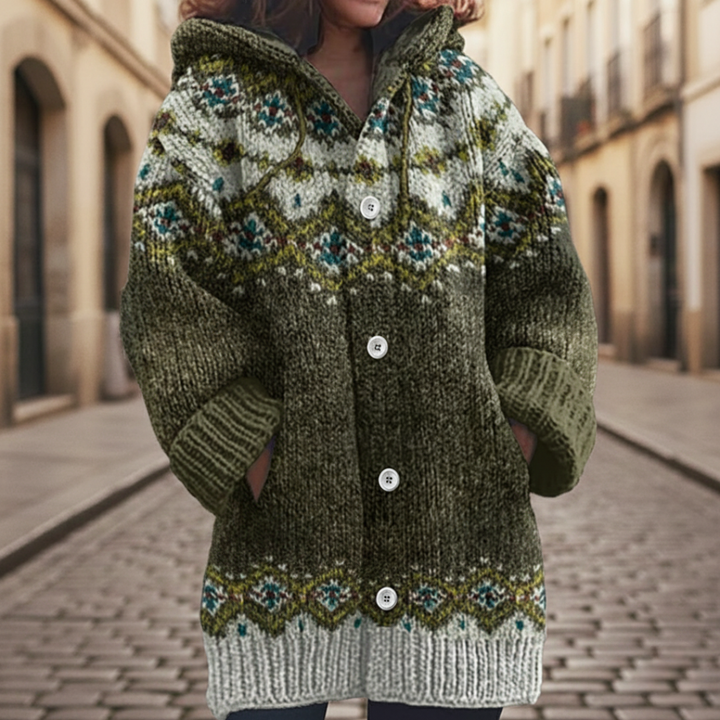 Damen Strick Kapuzenjacke Wintermantel | Vestea