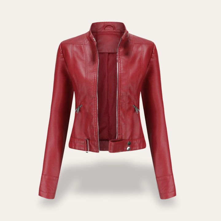 Damen Kunstlederjacke Biker Reißverschluss Kurzjacke | Vestea