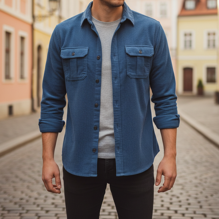 Herren Freizeit Hemd mit Brusttaschen und Knopfleiste | Vestea