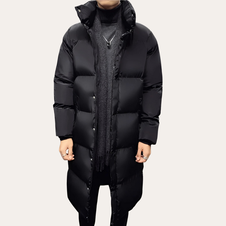 Herren Wintermantel Lange Daunenjacke mit Kapuze | Vestea