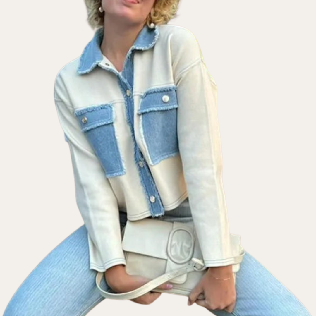 Damen Denim Freizeitjacke mit Fransen | Vestea