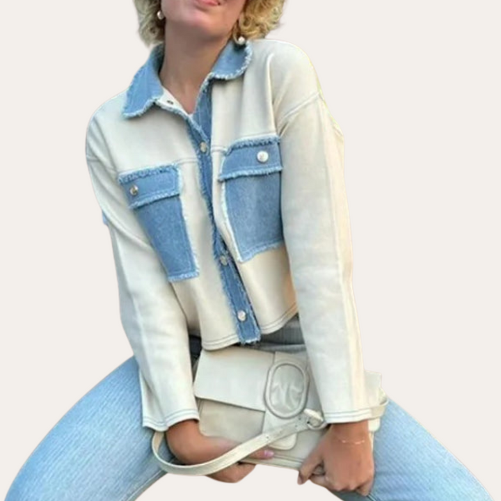Damen Denim Freizeitjacke mit Fransen | Vestea