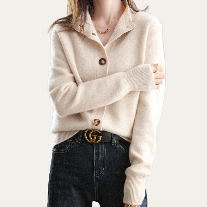 Damen Strickjacke mit Knöpfen Wollmix Pullover | Vestea