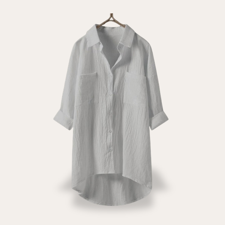 Leinenbluse mit Knopfleiste für Damen | Vestea