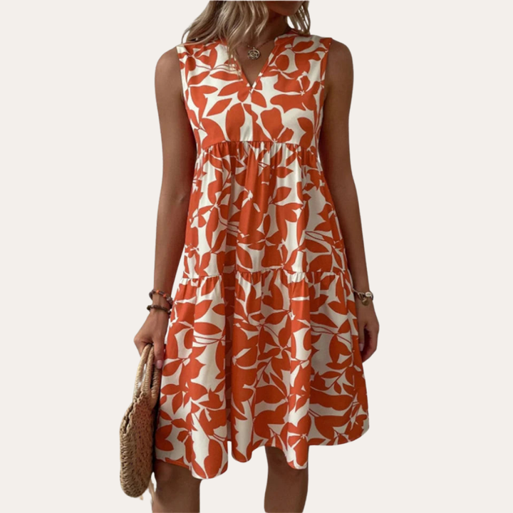 Ärmelloses Damen Sommerkleid Baumwolle A-Linie Freizeitkleid | Vestea