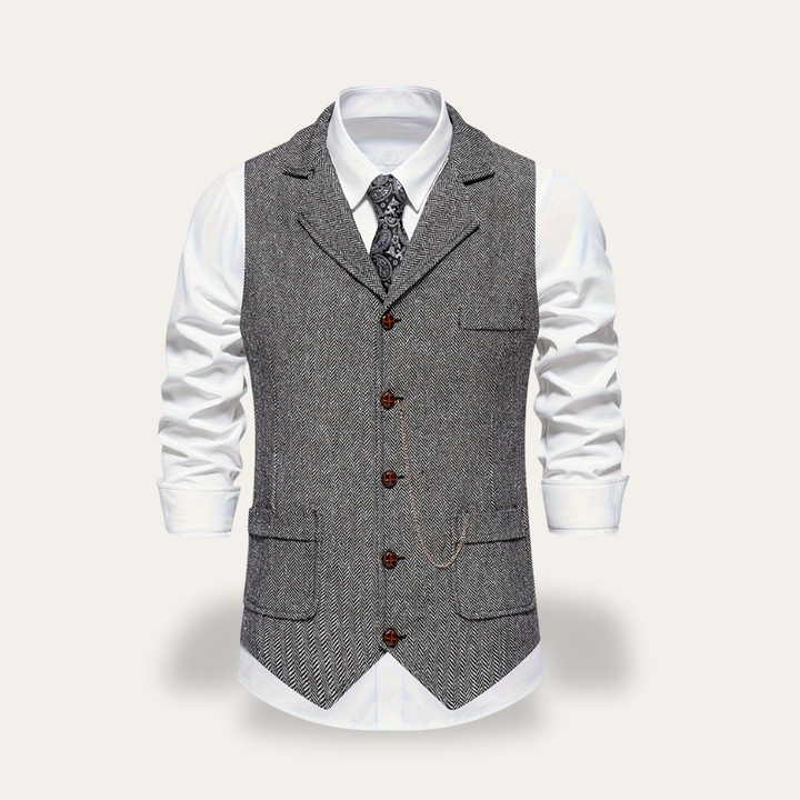 Herren Tweed Weste Anzugweste Slim Fit mit Knopfverschluss | Vestea