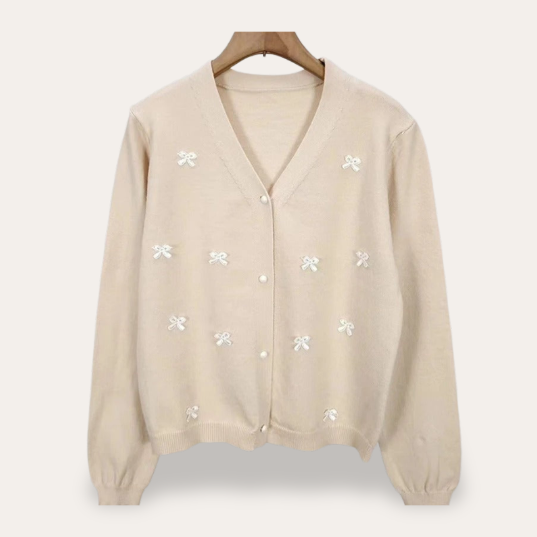 Damen Cardigan mit Schleifenstickerei | Vestea