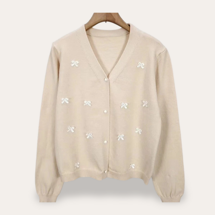 Damen Cardigan mit Schleifenstickerei | Vestea