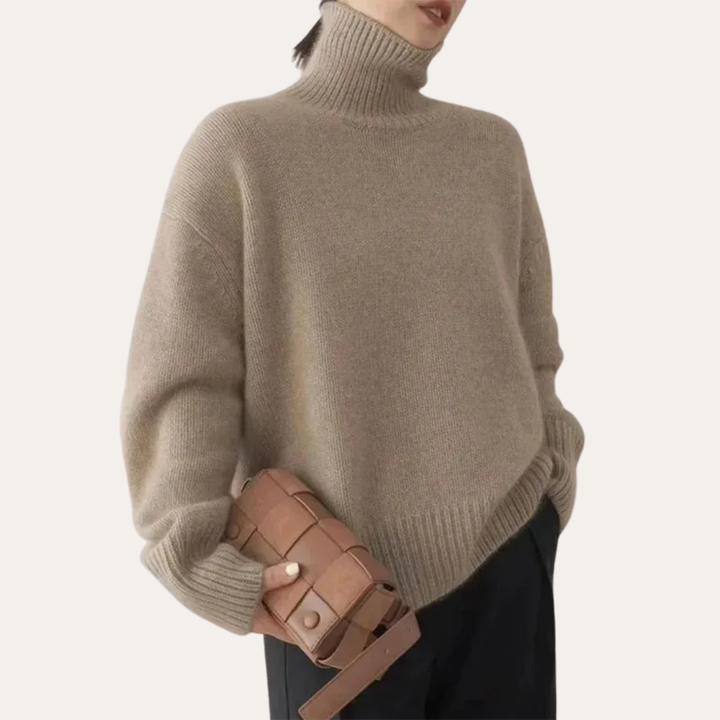 Damen Strickpullover mit Rollkragen Oversize | Vestea
