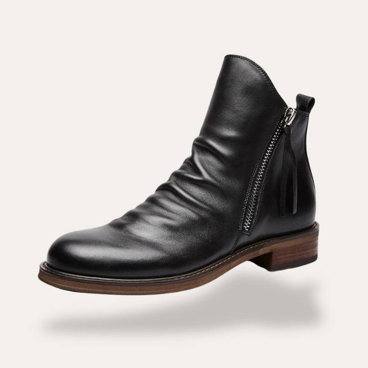 Herren Lederstiefeletten mit Reißverschluss und orthopädischer Passform | Vestea