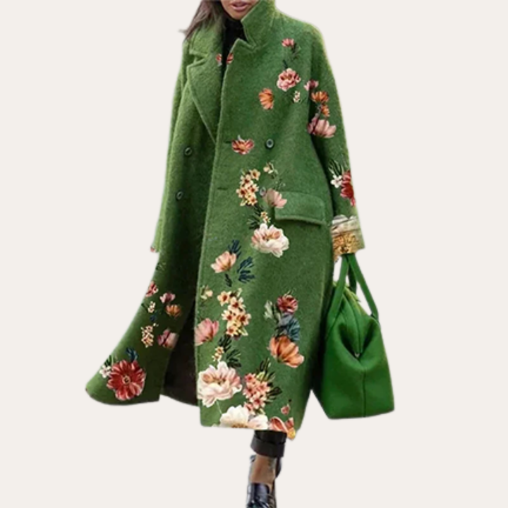 Damen Langmantel mit Blumenmuster Elegant | Vestea