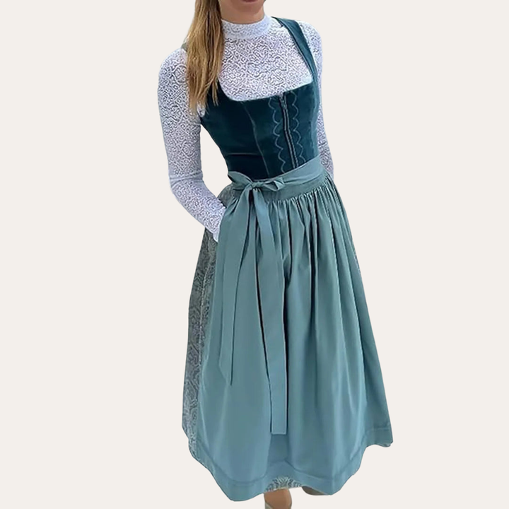 Damen Dirndl Kleid Samt mit Schürze | Vestea