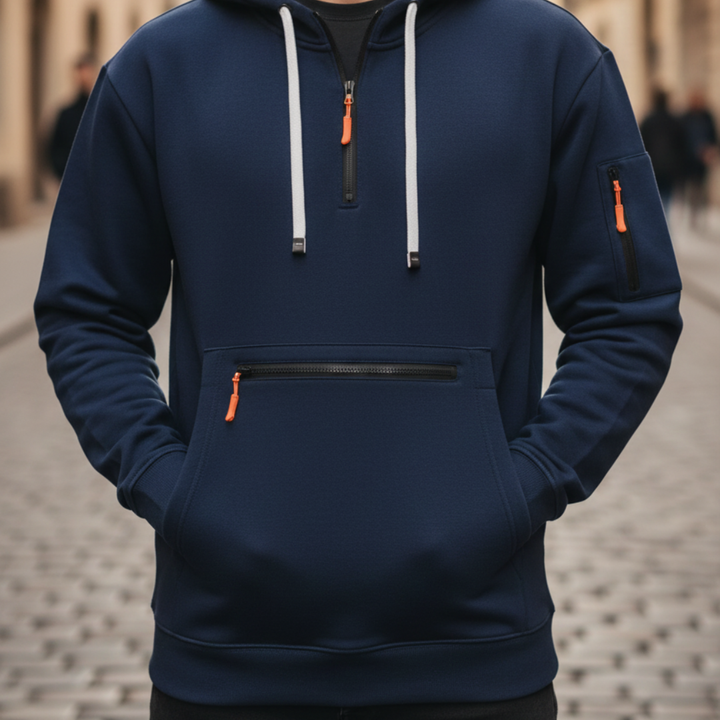 Herren Kapuzenjacke mit Reißverschluss sportliche Jacke mit Taschen | Vestea