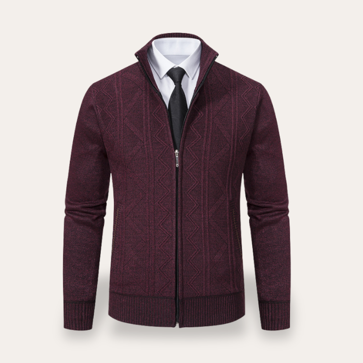Herren Strickjacke mit Reißverschluss und Stehkragen | Vestea