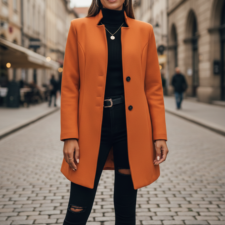 Damen Mantel Elegant Knopfverschluss | Vestea