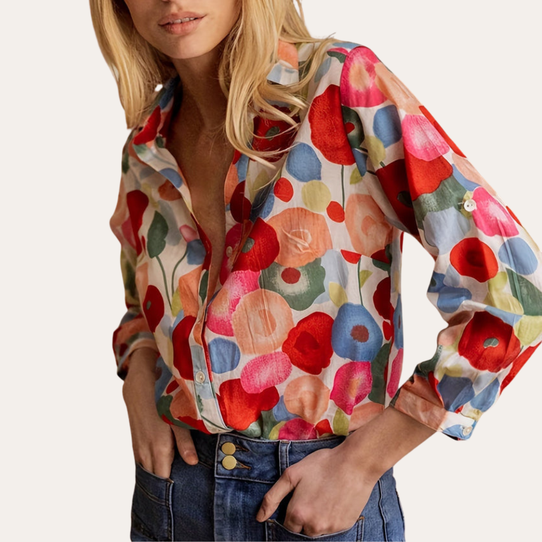 Damen Bluse mit Blumendruck | Vestea