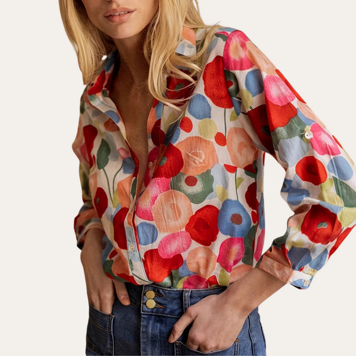 Damen Bluse mit Blumendruck | Vestea