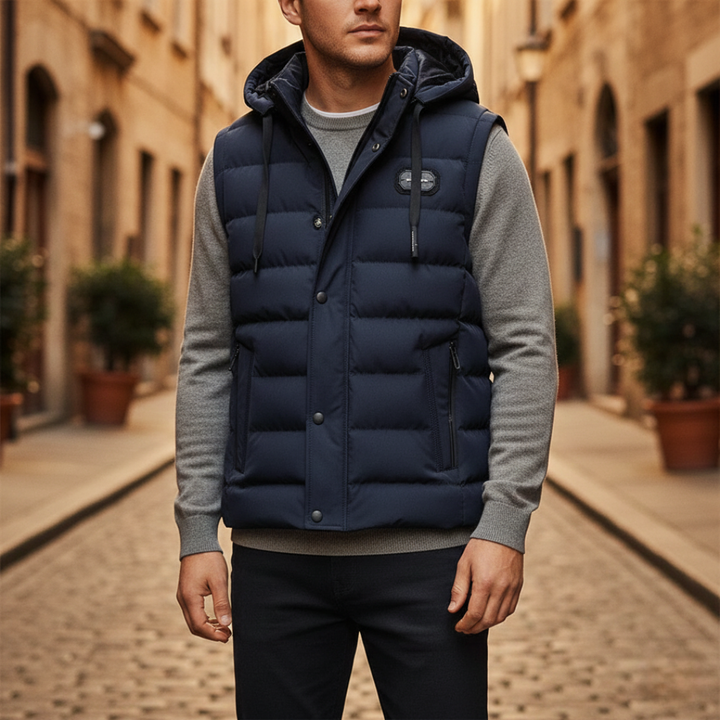 Steppweste für Herren mit Kapuze wattierte Winterjacke für draußen | Vestea