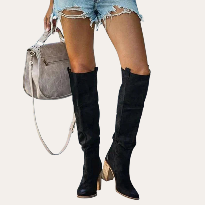 Damen Orthopädische Kniehohe Stiefel mit Absatz | Vestea