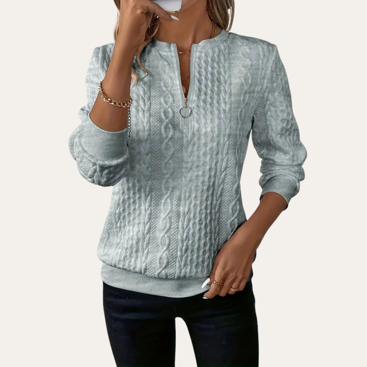 Damen Strickpullover mit Reißverschluss Kragen | Vestea