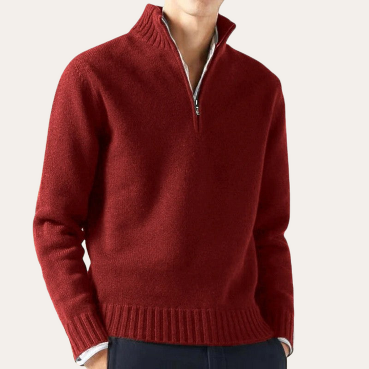 Herren Pullover mit Reißverschluss und Rippenbündchen | Vestea