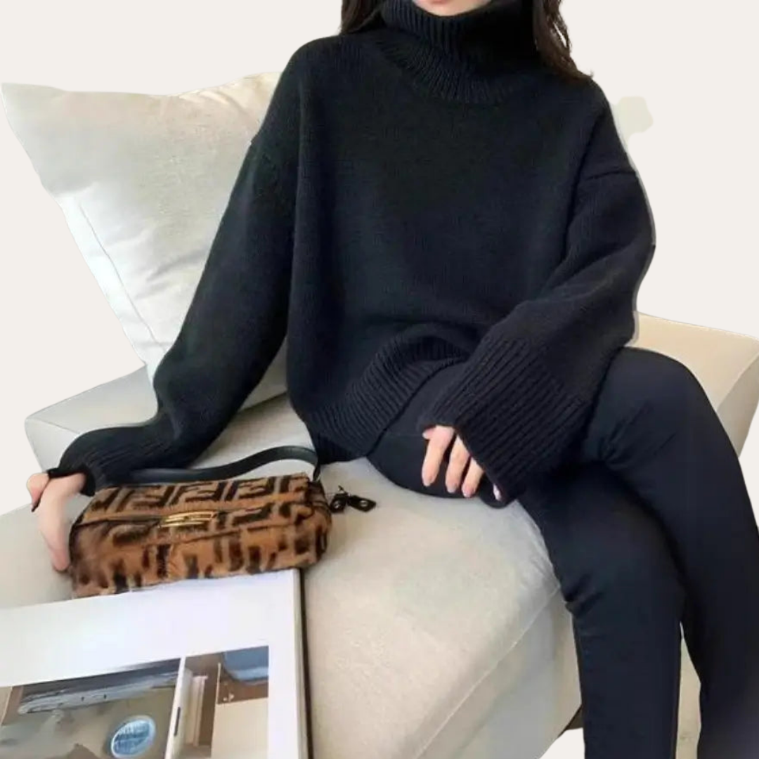 Damen Rollkragenpullover aus Strick mit Oversize-Passform | Vestea
