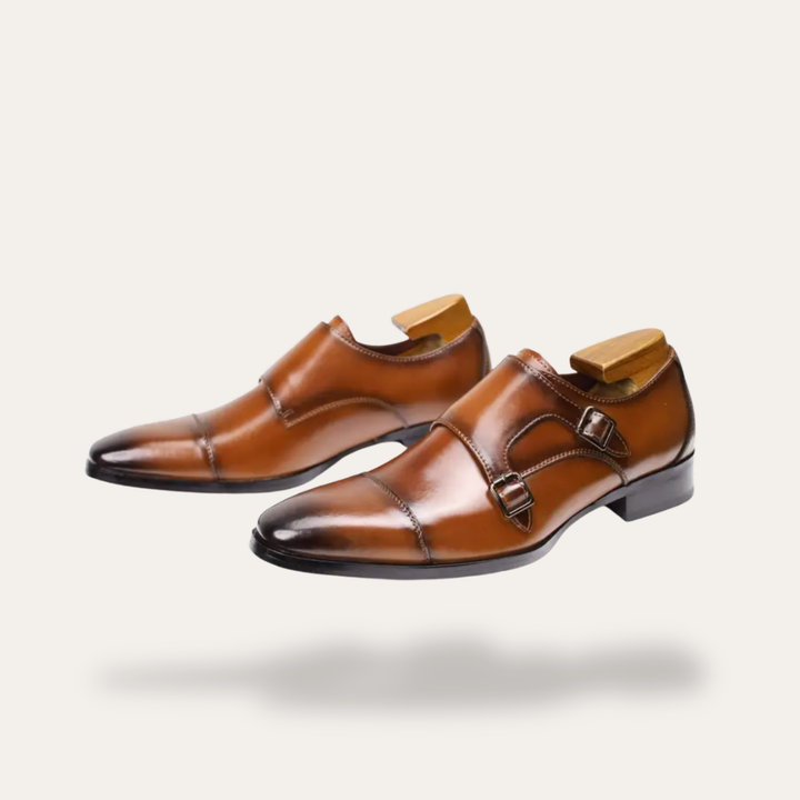 Herren Orthopädische Leder Business Schuhe Monk Strap | Vestea