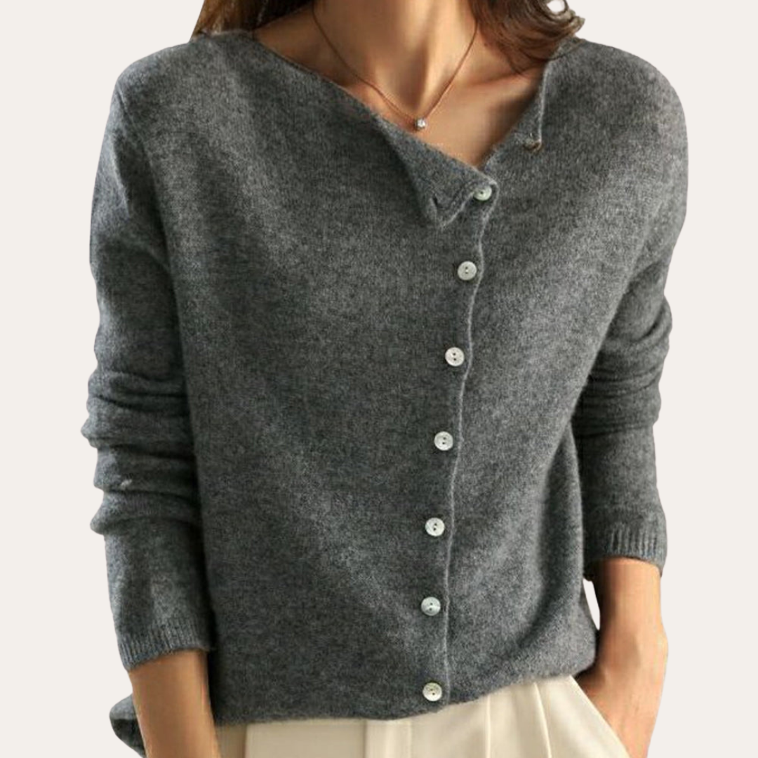 Damen Strickjacke Knopfleiste V-Ausschnitt Kaschmir-Mix Mehrfarbig | Vestea