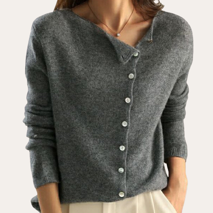 Damen Strickjacke Knopfleiste V-Ausschnitt Kaschmir-Mix Mehrfarbig | Vestea