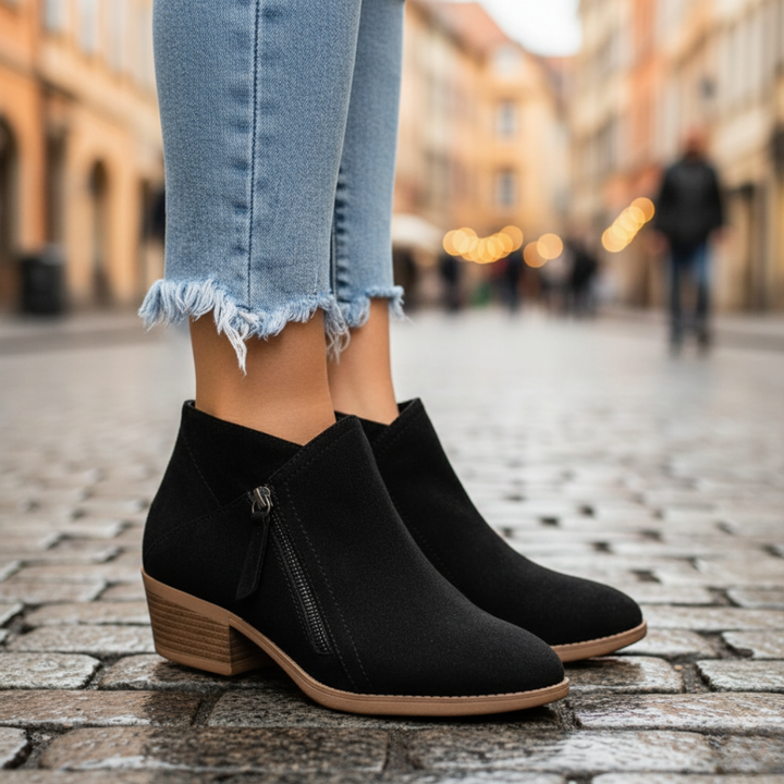 Orthopädische Damen Stiefeletten mit Absatz Kurzschaft Schuhe | Vestea