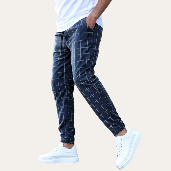 Karierte Jogginghose Herren Bequeme Baumwoll-Freizeithose | Vestea
