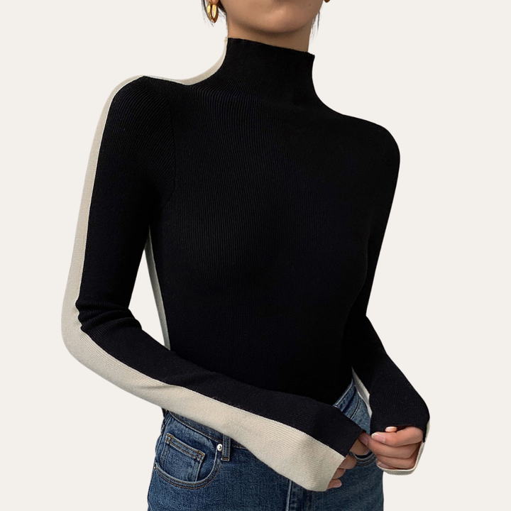 Damen Rollkragenpullover Langarm Strickfigurbetont | Vestea