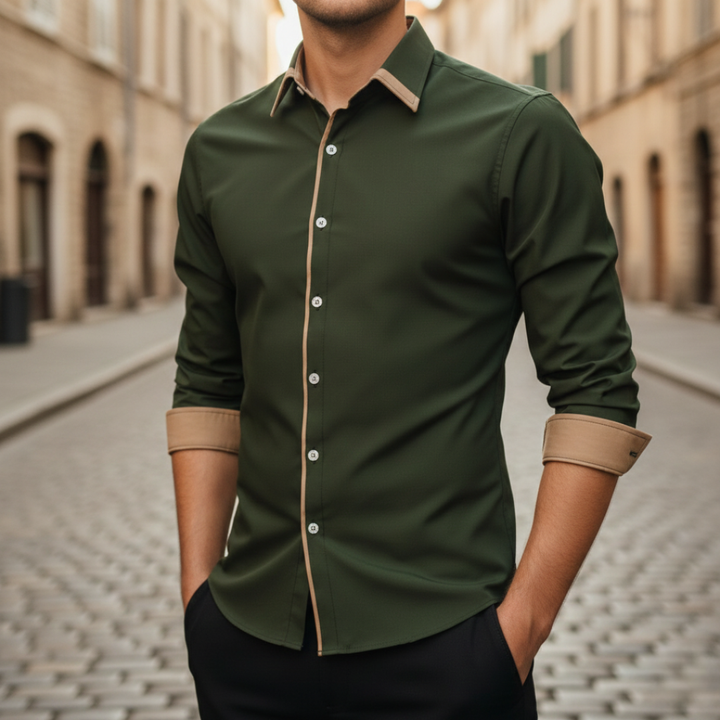 Men's Slim-Fit Short-Sleeve Shirt Polyester | Vestea