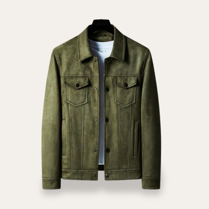 Herren Wildlederjacke Knopfleiste Vintage Stil | Vestea