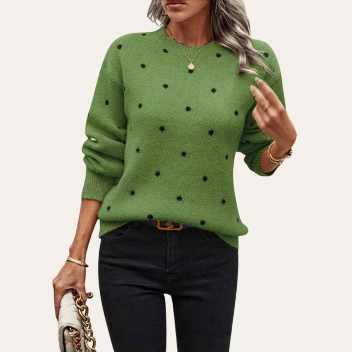 Damen Pullover mit Punkten Rundhals | Vestea