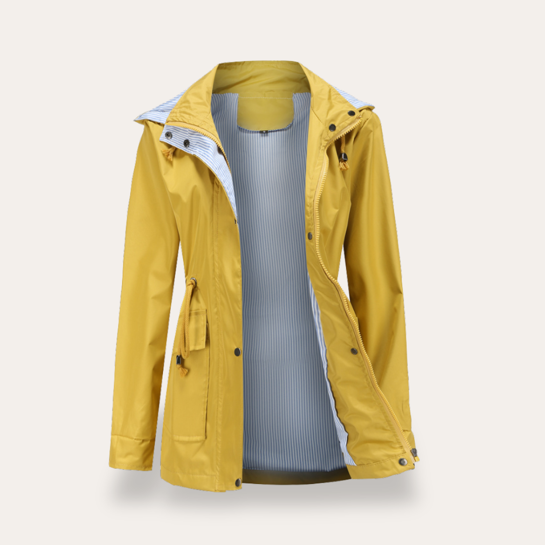 Damen Regenjacke mit Kapuze und Kordelzug Wasserabweisend | Vestea